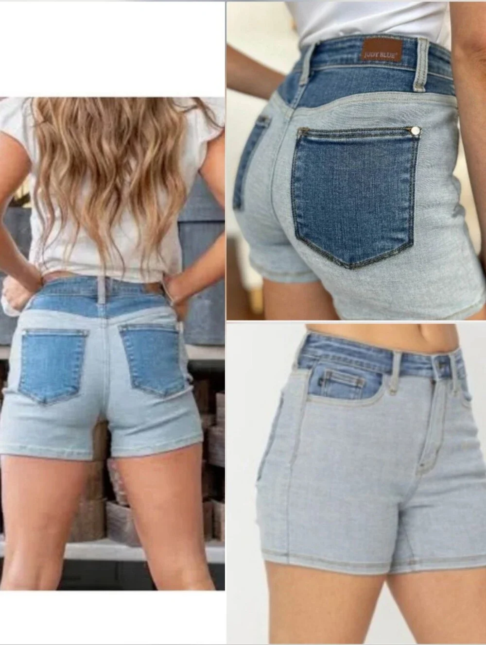 Judy Blue Juliet Two Tone Wash Denim Shorts Color Block